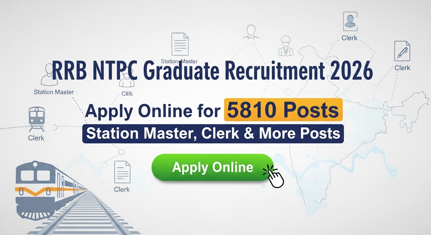 RRB NTPC Graduate Recruitment 2026 Apply Online for 5810 Station Master, Clerk and Graduate Level Vacancies in Indian Railways