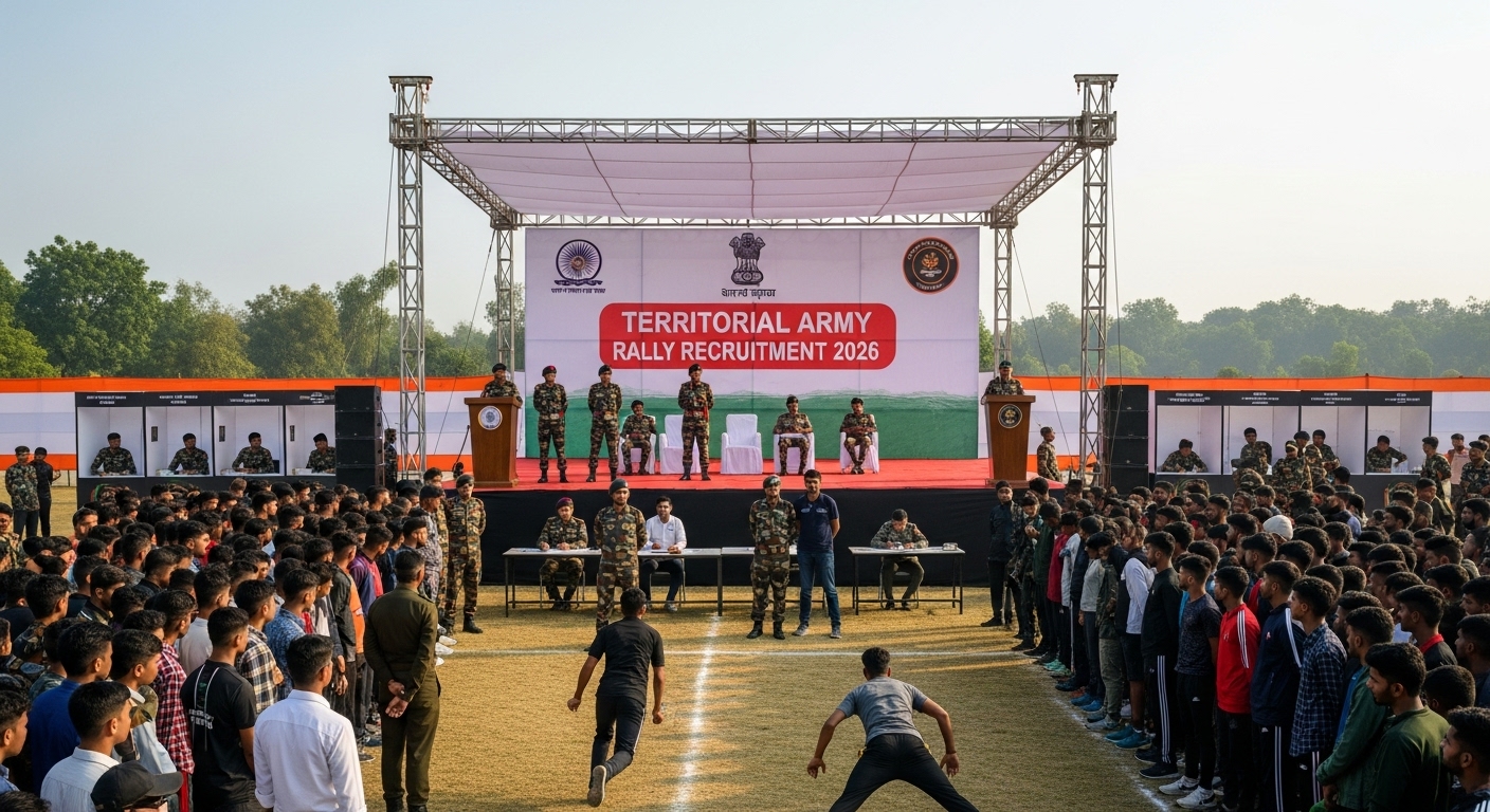Candidates participating in Territorial Army Rally 2026 for 1529 Soldier Posts across India